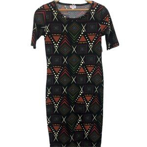 New LuLaRoe Julia Dress Size XS Tribal Diamond Pattern Geometric Designs NWT